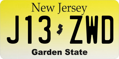 NJ license plate J13ZWD