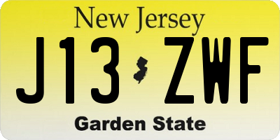 NJ license plate J13ZWF
