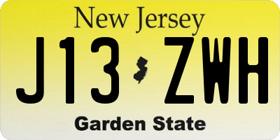 NJ license plate J13ZWH