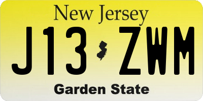 NJ license plate J13ZWM
