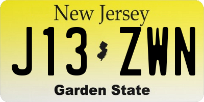 NJ license plate J13ZWN