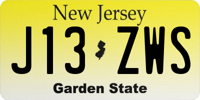 NJ license plate J13ZWS