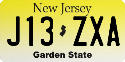NJ license plate J13ZXA