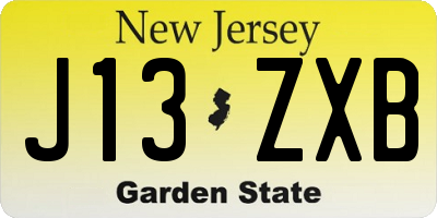NJ license plate J13ZXB