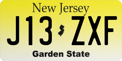 NJ license plate J13ZXF