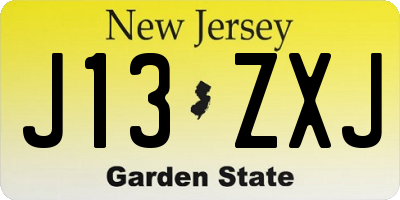 NJ license plate J13ZXJ