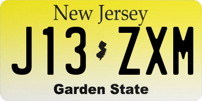 NJ license plate J13ZXM