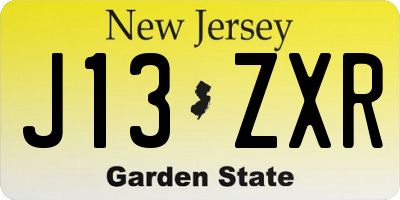 NJ license plate J13ZXR