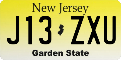 NJ license plate J13ZXU