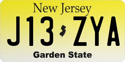 NJ license plate J13ZYA