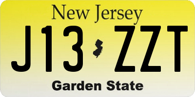 NJ license plate J13ZZT
