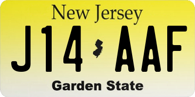 NJ license plate J14AAF