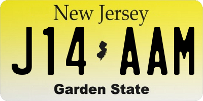 NJ license plate J14AAM