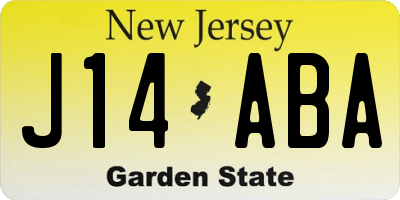 NJ license plate J14ABA