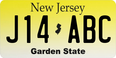NJ license plate J14ABC