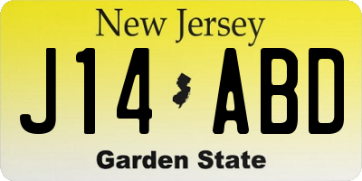 NJ license plate J14ABD