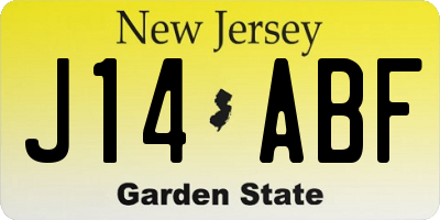 NJ license plate J14ABF