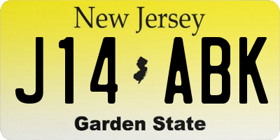 NJ license plate J14ABK