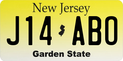 NJ license plate J14ABO