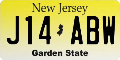 NJ license plate J14ABW