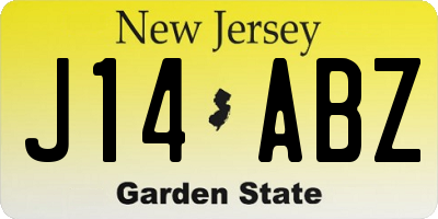 NJ license plate J14ABZ