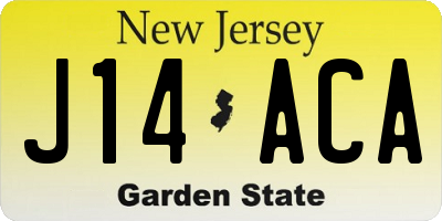 NJ license plate J14ACA