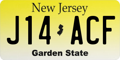 NJ license plate J14ACF