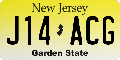 NJ license plate J14ACG