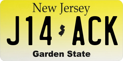 NJ license plate J14ACK
