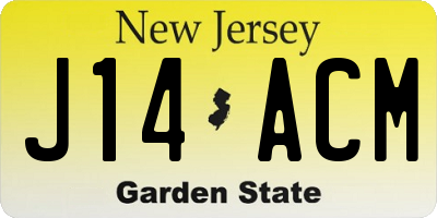 NJ license plate J14ACM