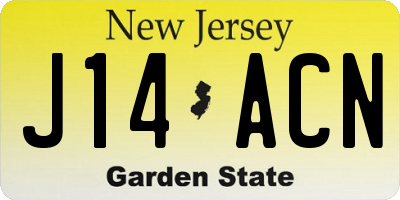 NJ license plate J14ACN