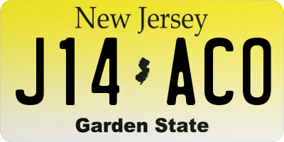NJ license plate J14ACO