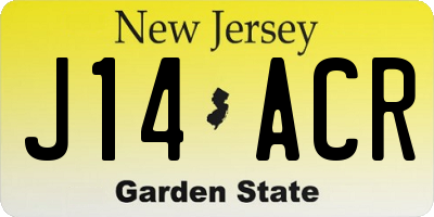 NJ license plate J14ACR