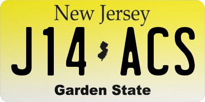 NJ license plate J14ACS