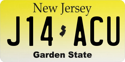 NJ license plate J14ACU