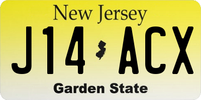 NJ license plate J14ACX