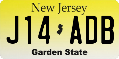 NJ license plate J14ADB