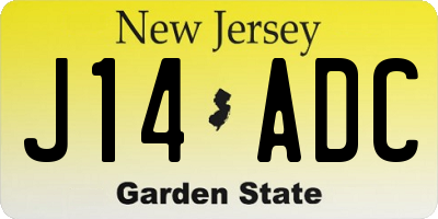 NJ license plate J14ADC