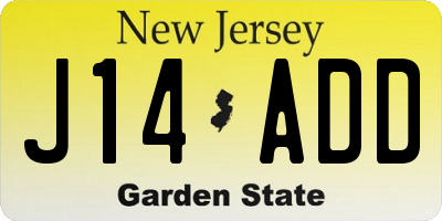 NJ license plate J14ADD