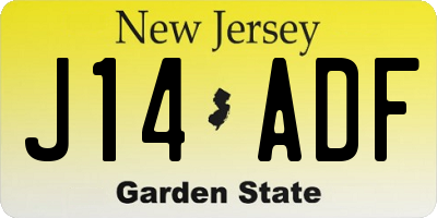 NJ license plate J14ADF