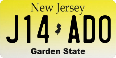 NJ license plate J14ADO