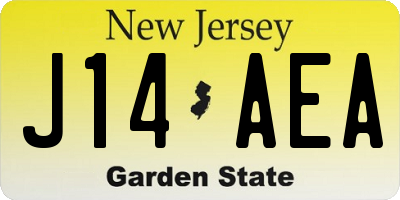 NJ license plate J14AEA