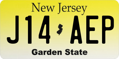 NJ license plate J14AEP