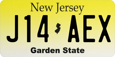 NJ license plate J14AEX