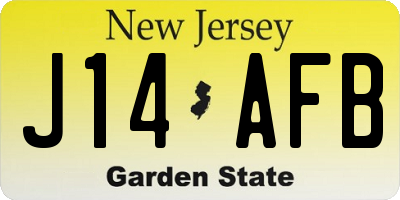 NJ license plate J14AFB
