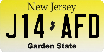 NJ license plate J14AFD