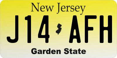 NJ license plate J14AFH