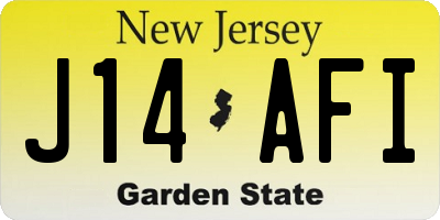 NJ license plate J14AFI