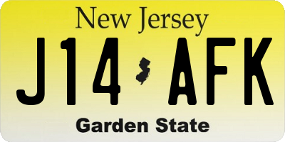 NJ license plate J14AFK