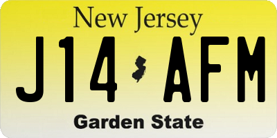 NJ license plate J14AFM